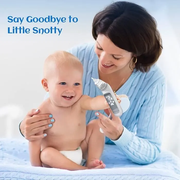 Aspirateur Nasal Électrique Bébé,Mouche Bebe avec 3 niveaux d'aspiration ,lumière, musique et 3buses réutilisables pour bébé-2