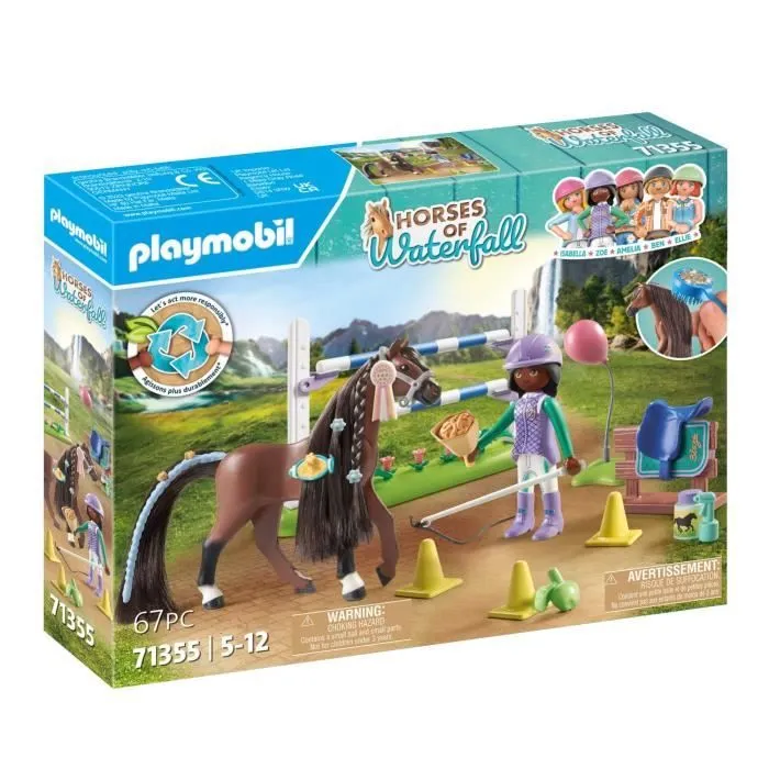 PLAYMOBIL 71355 Zoe & Blaze avec parcours d'obstacles, Horses of Waterfall, 67 pièces, Dès 5 ans-0