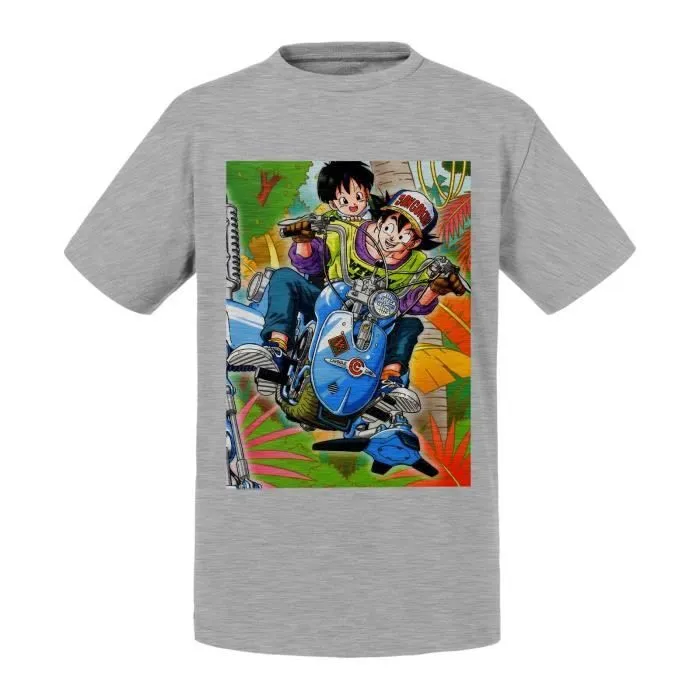 T-shirt Enfant Gris Pan Et Goku Dragon Ball Manga Dbz-0