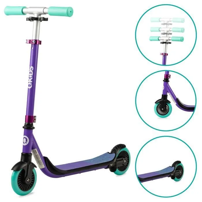 Trottinette Enfant - QKIDS BRO - Roues 130mm - Réglable - Violet-0