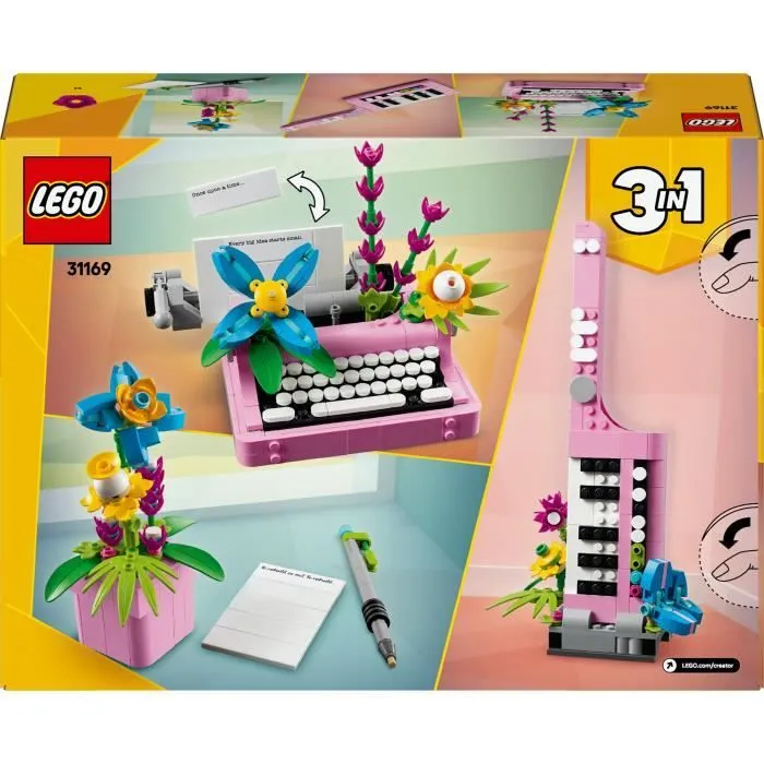 LEGO Creator 31169 3-en-1 La machine à écrire avec des fleurs - Jeu pour fille dès 8 ans-5