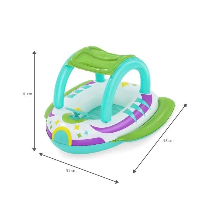 Bateau Gonflable - Bestway - Vaisseau Spatial - 98x95x61 cm - Toit Amovible - Klaxon Sonore-1