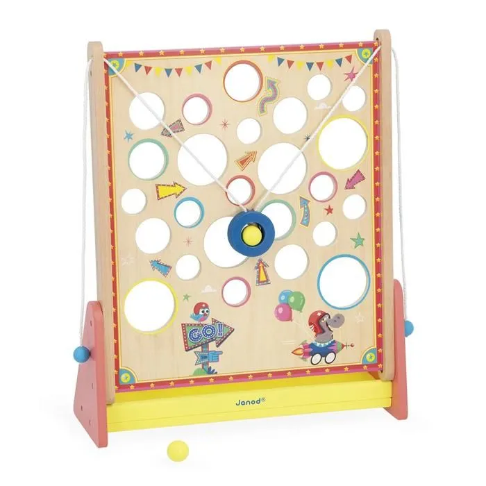 Jeu d'adresse - Janod - Vertical Challenge Applepop - 2 billes en bois - Intérieur - Mixte-0