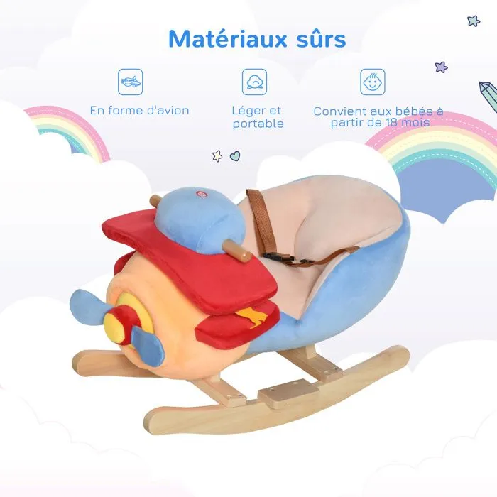 Jouet à bascule modèle avion ceinture de sécurité fonction musicale 32 pistes-4