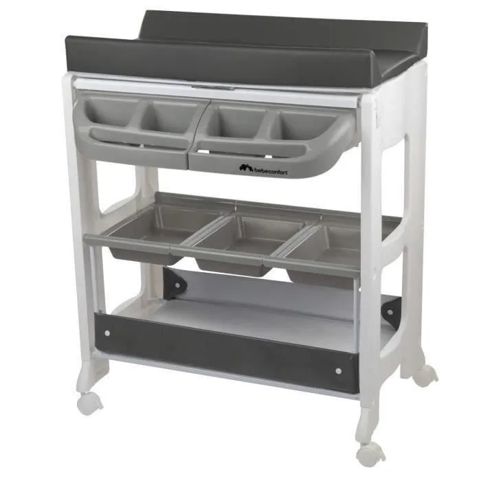 BEBECONFORT Dolphy Table à langer et baignoire 2en 1, De la naissance à 12 mois (11kg), Gray Mist-0