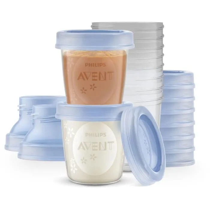 Pots de conservation - PHILIPS AVENT - Lait maternel - 10 pots 180ml + 2 adaptateurs-1