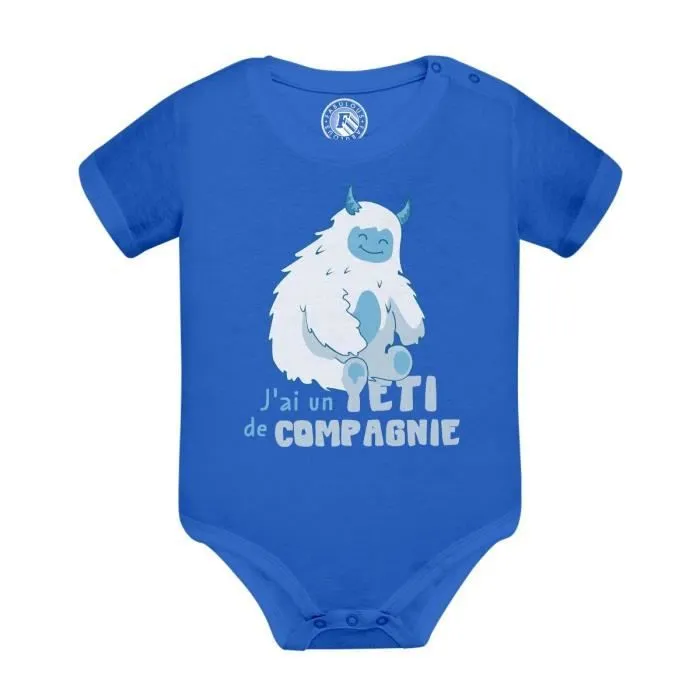 Body Bébé Manche Courte Bleu Yéti de Compagnie Animal Mythe Film Rêve-0