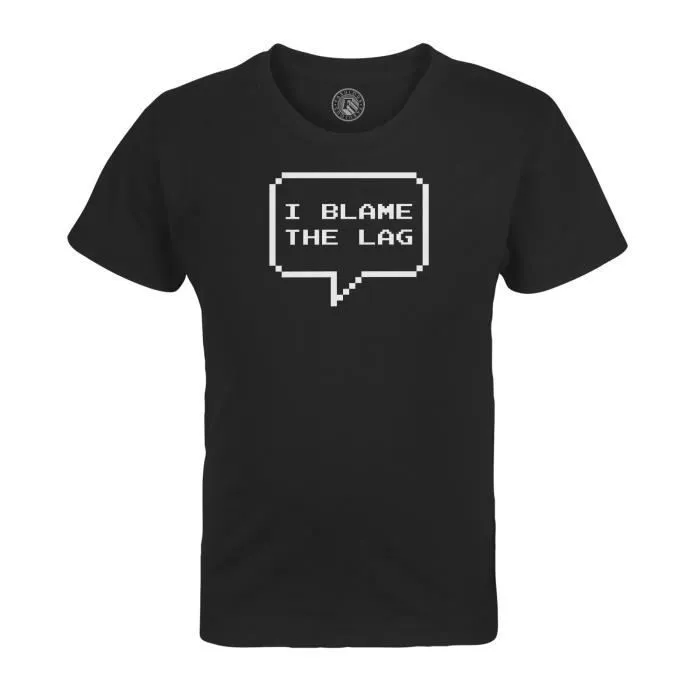 T-shirt Enfant Noir I Blame the Lag Jeux Video Online Gaming Arcade Blague Geek 8 Bits Pixel-0