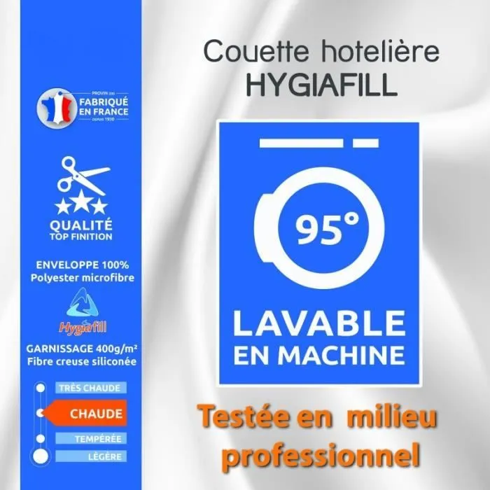 Couette Hotelière Hygiafill 140 x 200 cm pour lit 90 x 190 cm-0