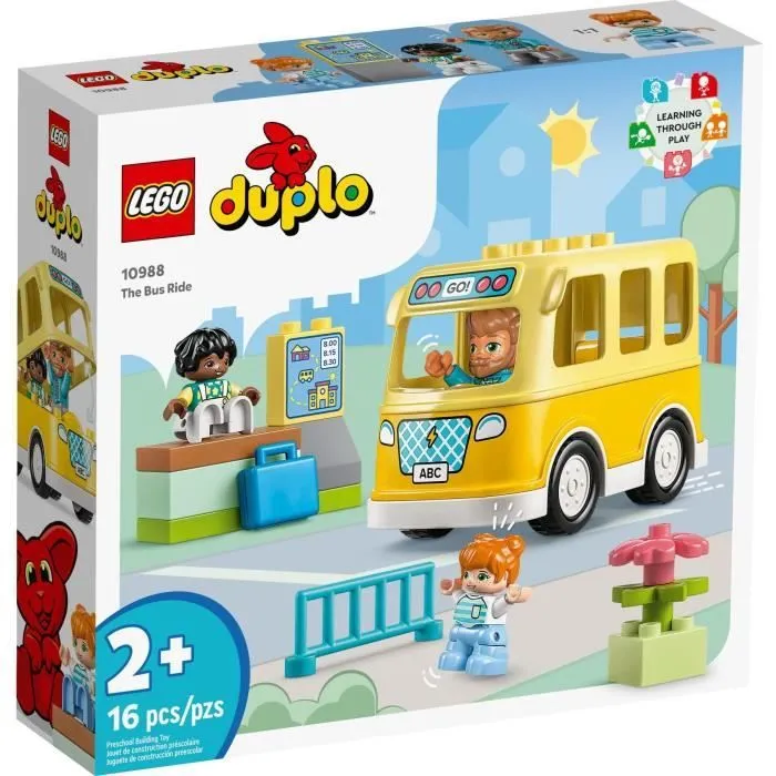 LEGO® DUPLO 10988 Le Voyage en Bus, Jouet Éducatif pour Développer la Motricité Fine, Enfants 2 Ans-1