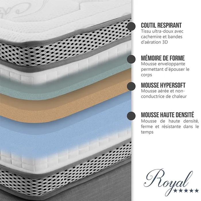 Matelas Mousse Royal 5 Etoiles 140x200 cm Accueil Mémoire de forme-2