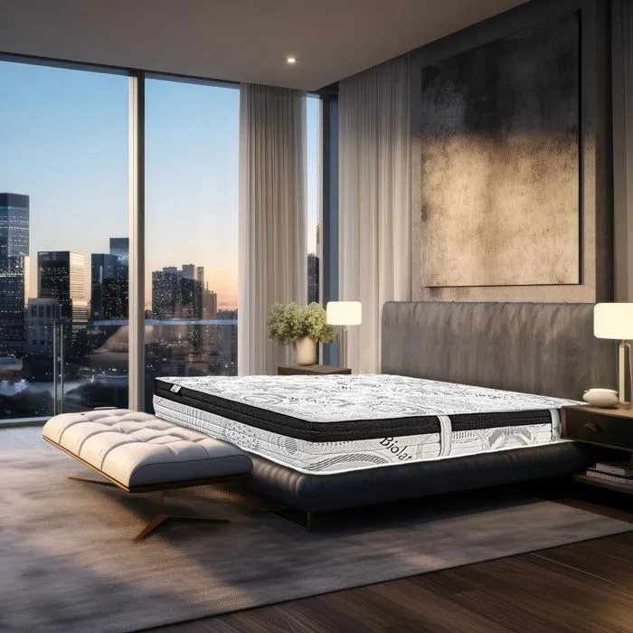 Matelas 140x190 cm,Sleeplux,26cm,latex,mousse haute densité,ferme,indépendance du couchage,face été/hiver-1