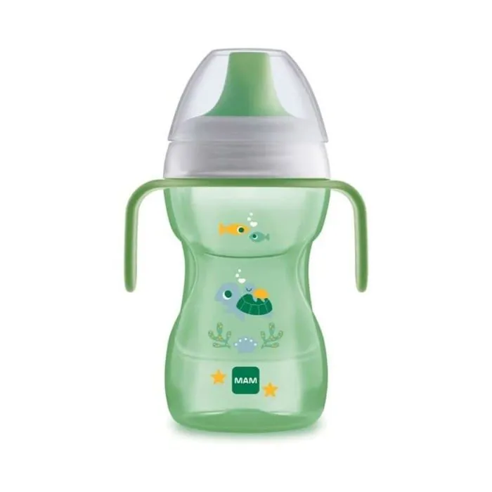 Mam - D122 - Glass Fun to Drink Gobelet d'apprentissage avec bec et couvercle pour bebe a partir de 8 mois 270 ml Neutre-0