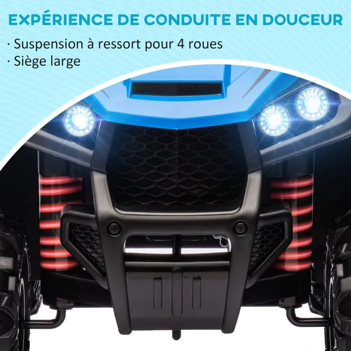 Quad électrique enfant - AIYAPLAY - 12 V - 2 moteurs - vitesse 5 km/h - marche avant et arrière - pour enfants 37-60 mois - bleu-4