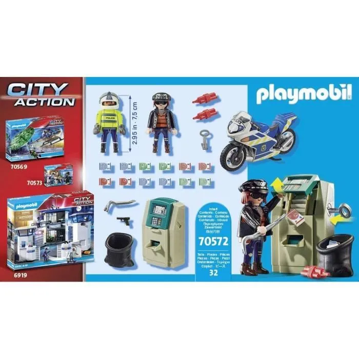 PLAYMOBIL 70572 Policier en moto et voleur, City Action, Les policiers, Dès 4 ans-3