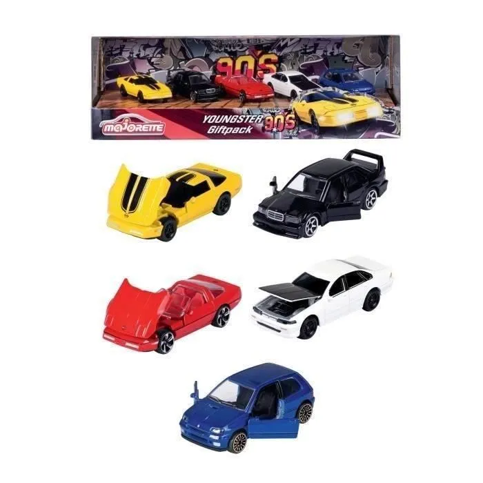 Coffret de 5 voitures Majorette Youngster années 1990 à roue libre-0