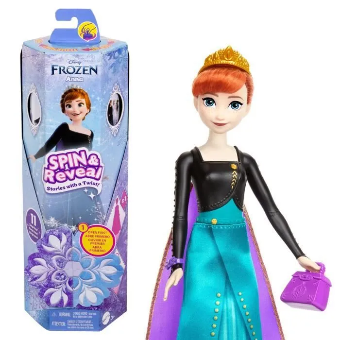 Spin & Reveal La Reine des Neiges-Anna- Mattel Poupée Surprise Disney HXD27-0