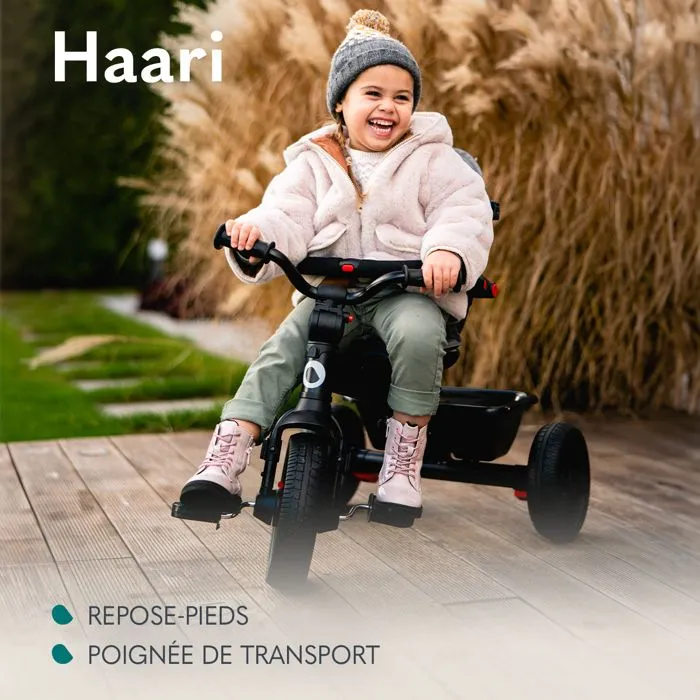 LIONELO Haari - Tricycle bébé évolutif - Jusqu'à 25 Kg - Siège réversible - Grand Panier Sac - Porte-gobelet - Roue Libre - Noir-2