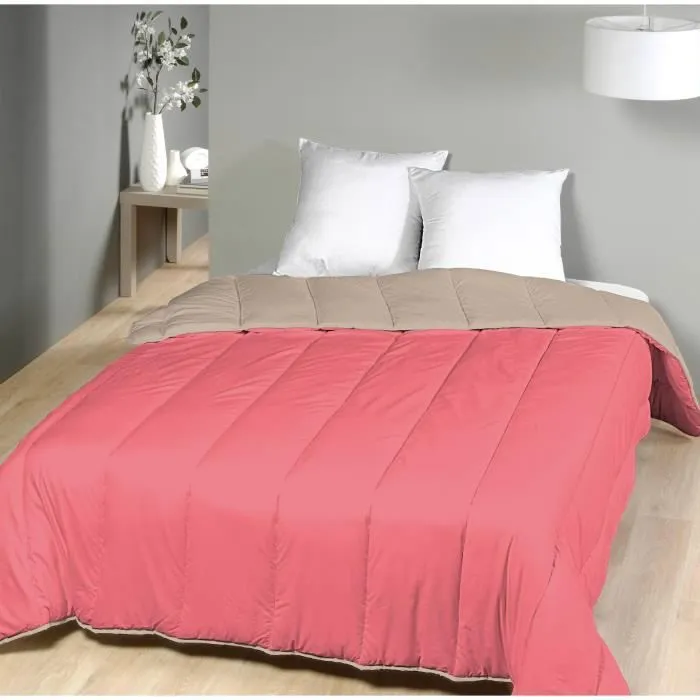 Couette tempérée Corail / Beige - 2 personnes 240 x 260 - MI SAISON - MORTREUX-0