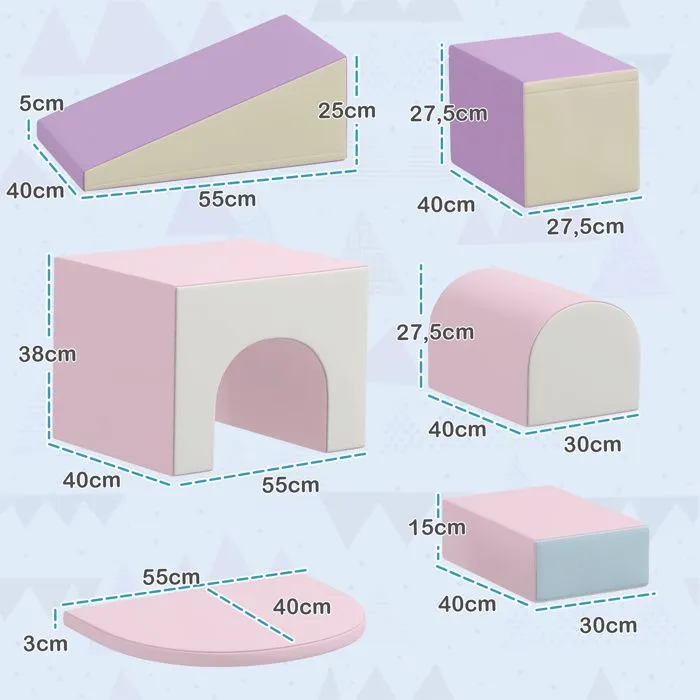 7PCS Module motricité bébé - HOMCOM - pour enfants d'âge préscolaire - en mousse EPE - multicolore-3