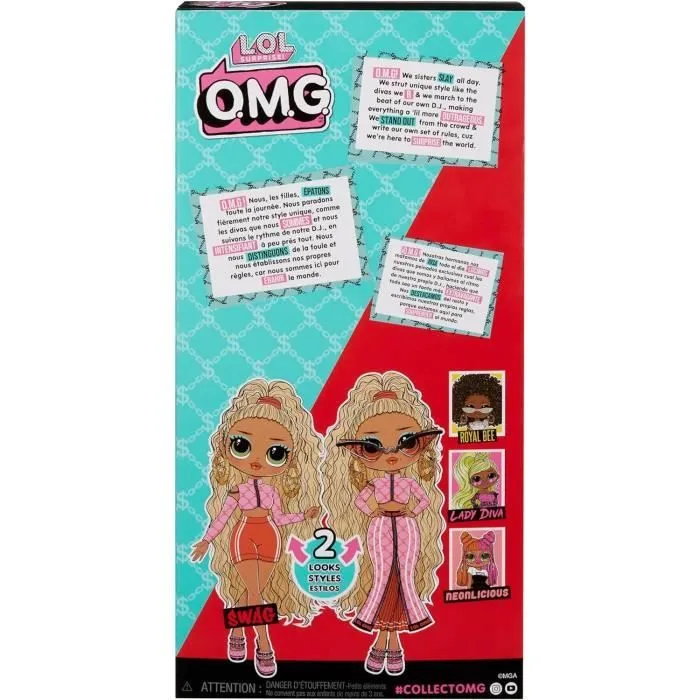 LOL Surprise OMG - Poupée Mannequin 24 cm - Swag- 2 tenues avec peigne et accesoires - Dés 4 ans-7