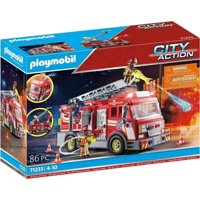 PLAYMOBIL - 71233 - City Action - Camion de pompiers avec grande échelle-0