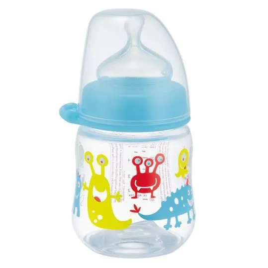 Biberon NIP - Taille 1 - Bleu - Matière Plastique - Tétine en Silicone - Sans BPA-0