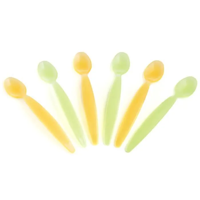Lot de 6 cuillères bébé 1er âge - AUBERT CONCEPT - Vert-Jaune - Pointe fine adaptée - Ludique-0