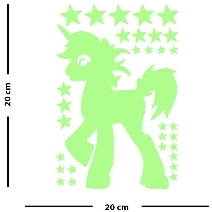 Ambiance Sticker Stickers Phosphorescent - Licorne et étoile - Bleu - 20 x 20cm - phos-ROS-A332-3