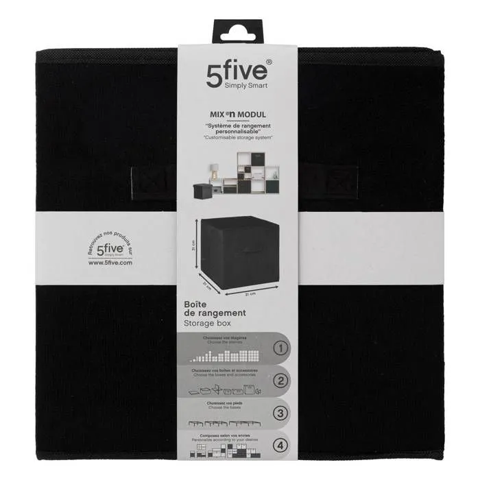 5five - panier velours 31x31cm "mix n modul" noir-2
