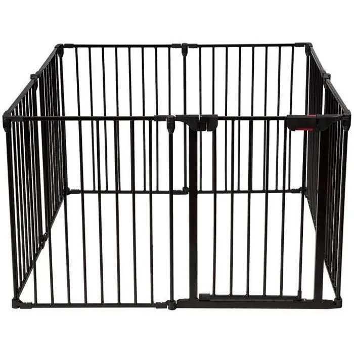Barrière de Sécurité Enfant COSTWAY-Pare Feu Cheminée 500 cm-8 Panneau Pliable-Système de Verrouillage Manuel-Assemblage Facile-Noir-0