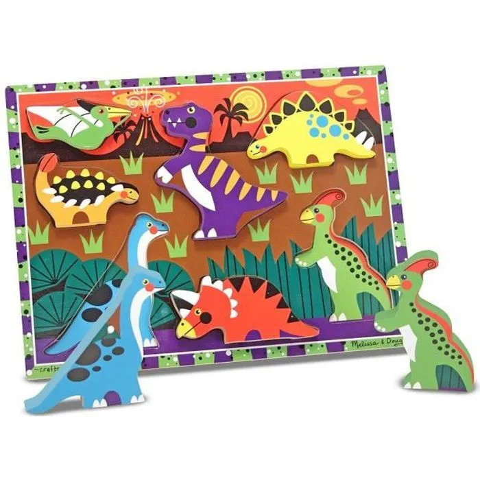 MELISSA & DOUG Puzzle À Grosses Pièces En Bois - Dinosaures-0