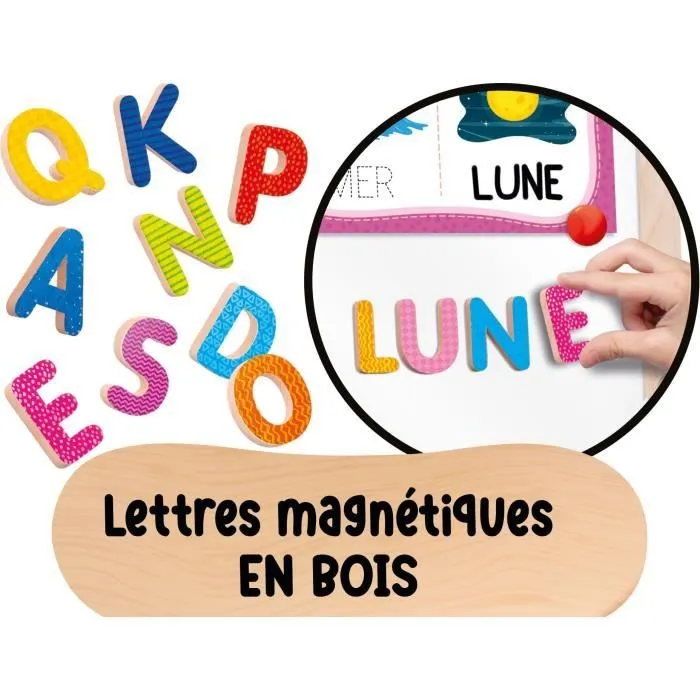 Tableau évolutif - LISCIANI - Montessori - Grand tableau en bois - Réglable et magnétique - Activités éducatives-4