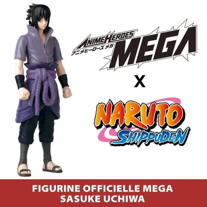 Grande Figurine articulée - BANDAI - Anime Heroes - Naruto Shippuden - Figurine Anime Heroes Mega 30 cm - Sasuke Uchiwa-1