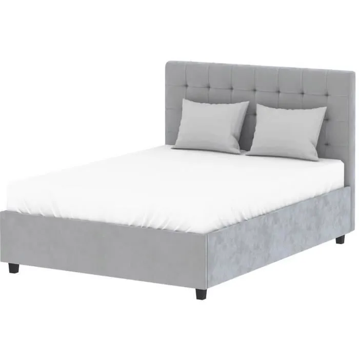 Lit coffre adulte ELIZA 140 x 190 cm - Sommier inclus - Gris foncé-4