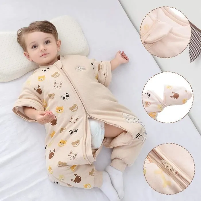Gigoteuse pour bébé avec jambes, manches amovibles et doublure chaude pour l'hiver Unisexe pour fille et garçon (motif ours)-1