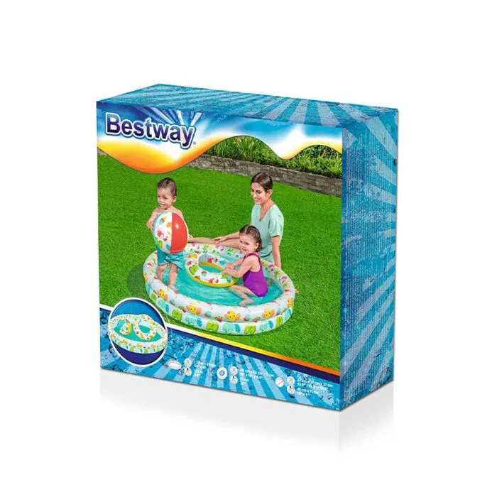 Bestway Piscine Gonflable Enfant 2 Anneaux Ensemble 122x20 cm +2 Ans Jardin 51124-1
