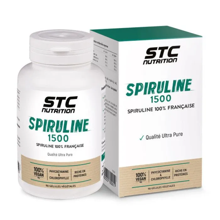STC NUTRITION - Spiruline 1500 - Complément alimentaire à base de Spiruline 100% Française Riche en Protéines - Teneur Garantie en P-0