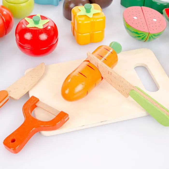 Ensemble XXL en Bois Fruits & Légumes à Découper – Jeu Magnétique Éducatif pour Enfants avec Accessoires et Caisse (KP8230)-2