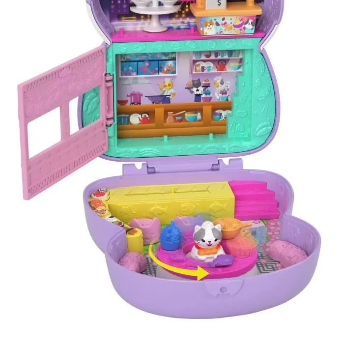 Coffret Chat Restaurant - Polly Pocket - Univers culinaire japonais - 2 figurines et 13 accessoires - 4 ans et +-5