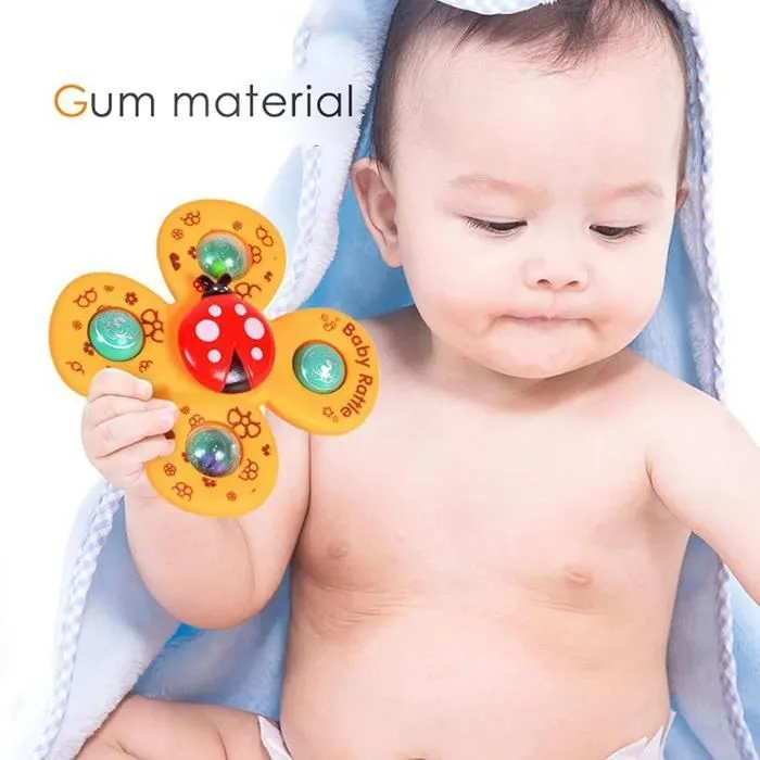 3 Pcs Jouet Ventouse Bebe,Jouets À Ventouse Ventouse Spinner Jouets Dessin Animé Océan Spinner Jouets pour Bébé Jouets Coordination-2