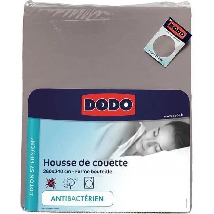 DODO - Housse de couette - 260x240 cm - Coton - Antibactérien - Taupe-7