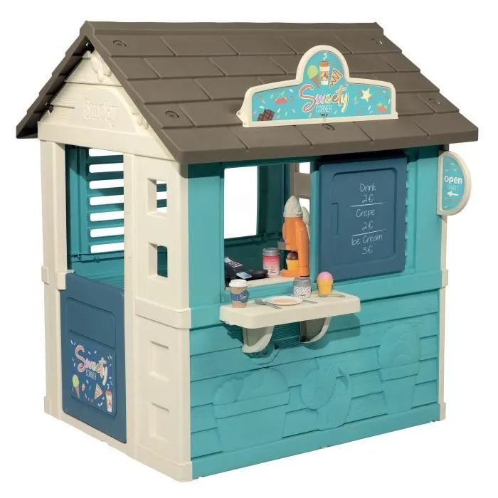 Maison Sweety Corner - SMOBY - Comptoir et espace de préparation - Machine à glaces - 18 accessoires inclus - Fabriqué en France-0