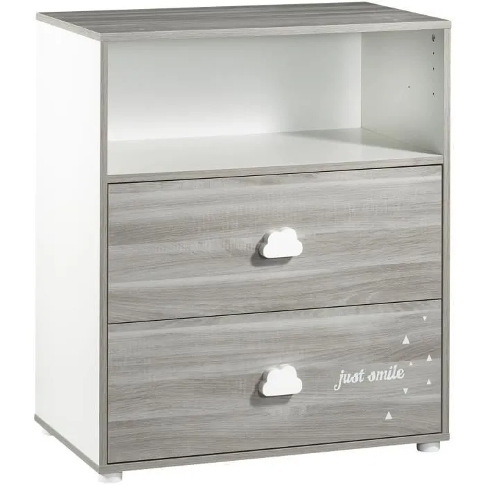 Chambre bébé complète - Lit 120x60, commode à langer et armoire - BABY PRICE - SMILE - Chêne silex-3
