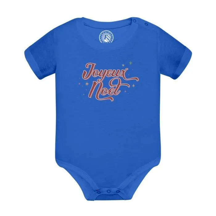 Body Bébé Manche Courte Bleu Joyeux Noel Hiver Cadeau Père Noel-0