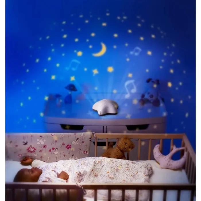 Pabobo - Dans Les Bois - Veilleuse Musicale Nomade et Projecteur d'Etoiles Apaisant pour Bébé et Enfant - Fonctionne à Piles - Beige-3