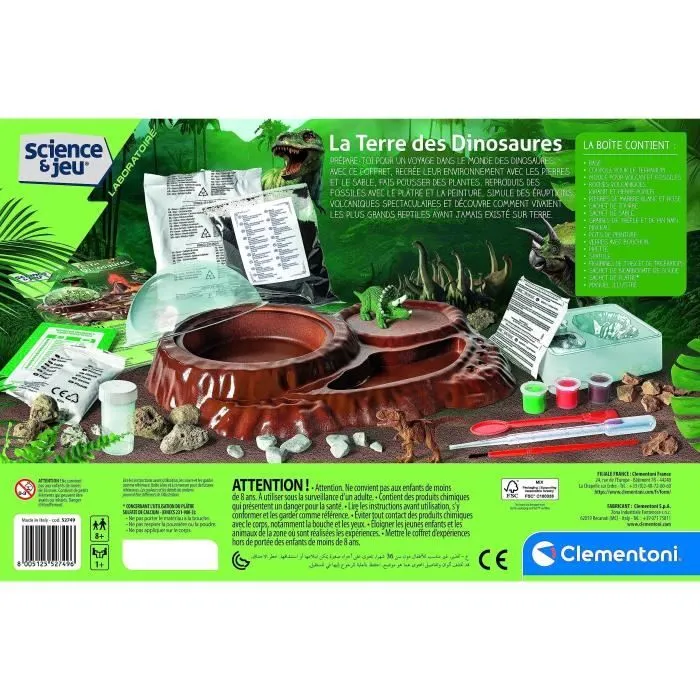 Clementoni - Sciences et jeu - Le monde des dinosaures - Terrarium à créer + 3 figurines dinosaures - Fabriqué en Italie-2
