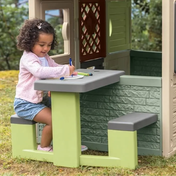 Smoby Life - Table de Pique Nique adaptable aux maisons Smoby - 2 bancs-2