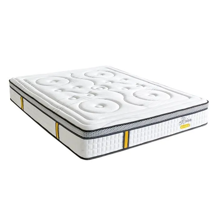 Pack Reina 2.0 140x190 cm Matelas Ressorts + Sommier Bois + Protège matelas anti punaise-2