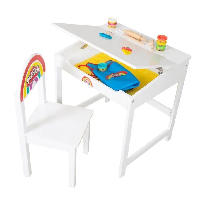 Bureau Enfant ROBA x Play-Doh + Chaise + 6 Pots de Pâte à Modeler + Tablier Imperméable et Accessoires - Jouet Créatif dès 3 Ans-3